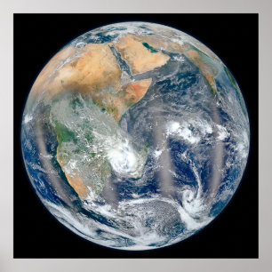 Fullt jorden som visar Östran Hemisphere. Poster