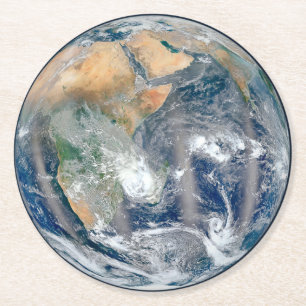 Fullt jorden som visar Östran Hemisphere. Underlägg Papper Rund