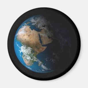 Fullt Jorden visar simulerade moln över Afrikan. Magnet