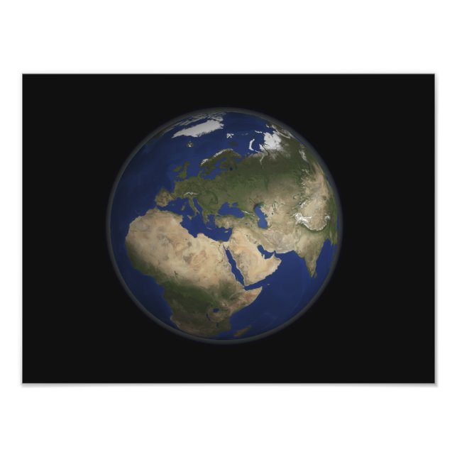 Fullt jordvy över Afrika, Europa och Mittet E Fototryck (Framsidan)