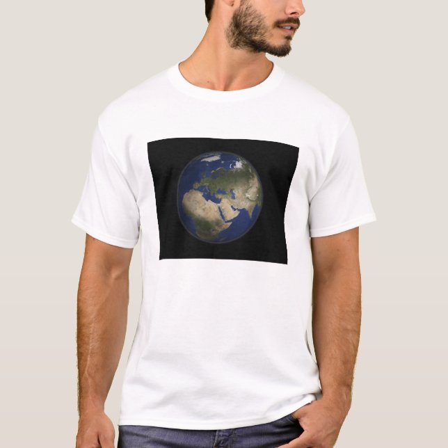 Fullt jordvy över Afrika, Europa och Mittet E T-shirt (Framsida)