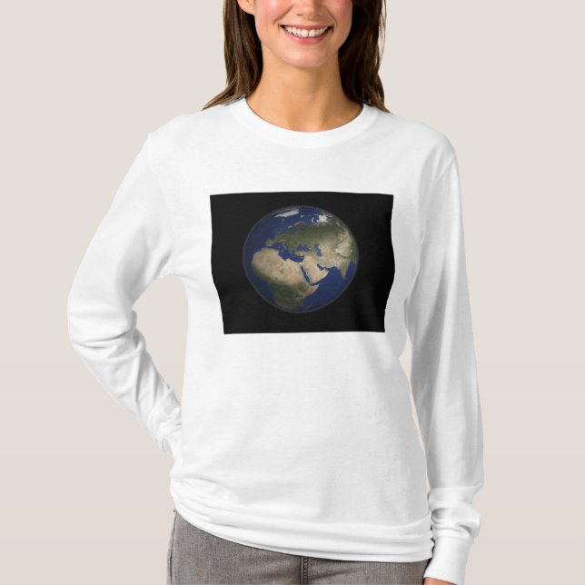 Fullt jordvy över Afrika, Europa och Mittet E T Shirt (Framsida)