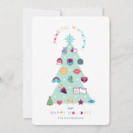 Fullt Känslor Roligt Emoji Julgran Julkort