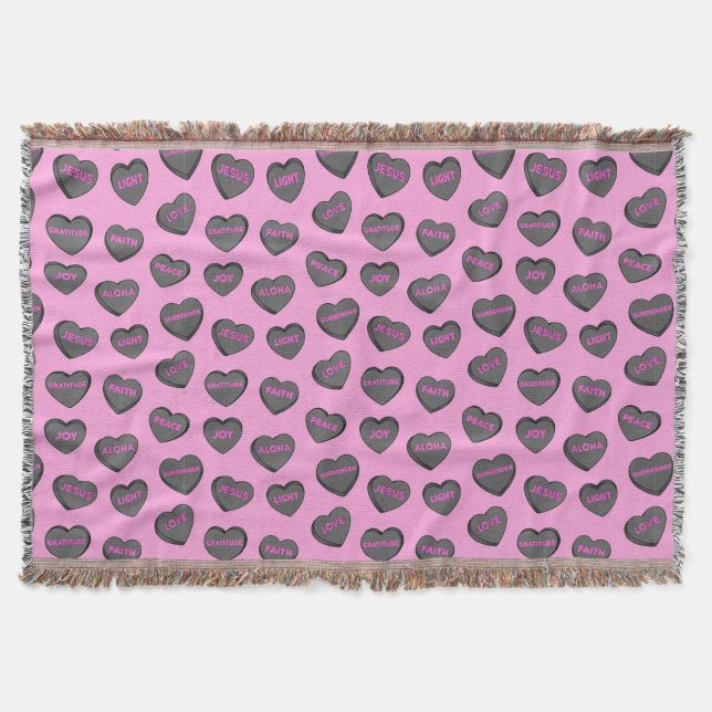 Fullt Kärlek Hearts Mönster svarta rosa Filt (Framsidan)
