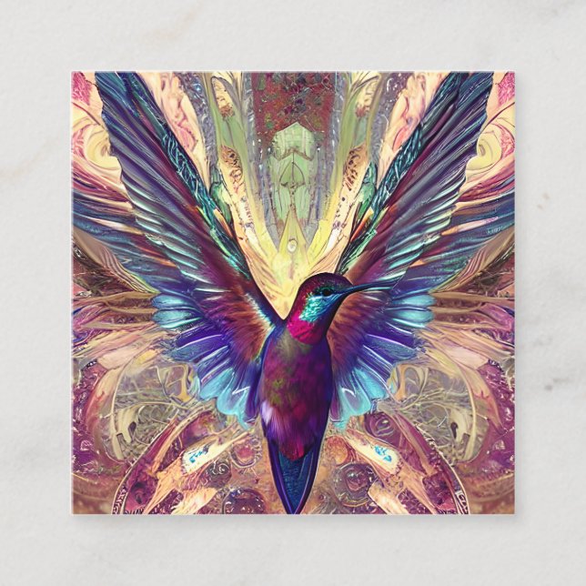 Fullt kropp för mittenårsjubileum Adsible Hummingb Fyrkantigt Visitkort (Framsida)