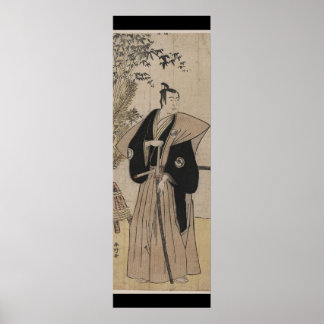 Fullt-length Porträtt i Samurai Warrior c. 1780 Poster