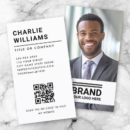 Fullt logotyp - modern, minimalistisk QR-kodvit Visitkort