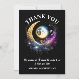 Fullt måne 3D-kallestial stjärnnattsvart magenta Tack Kort