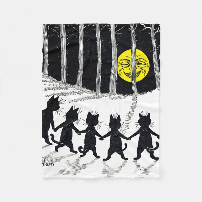 Fullt, måne och Cats, Louis Wain Fleecefilt (Framsidan)