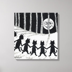 Fullt måne och Katter, Louis Wain Canvastryck