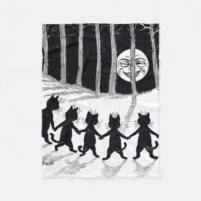 Fullt måne och Katter, Louis Wain Fleecefilt (Framsidan)