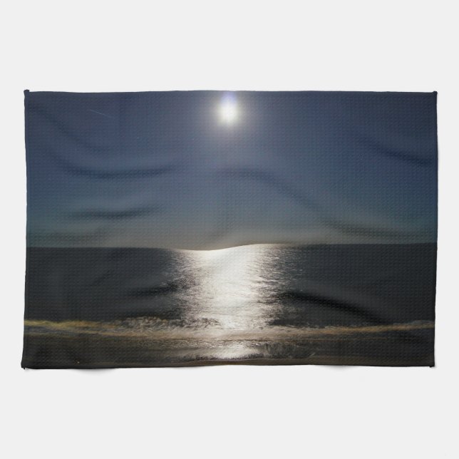 Fullt måne över Atlanten Kökshandduk (Horisontell)