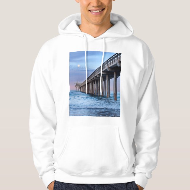 Fullt måne over pier, Kalifornien Munkjacka (Framsida)