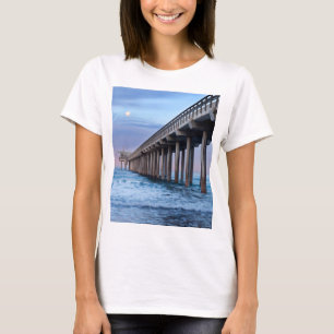 Fullt måne over pier, Kalifornien Tee Shirt