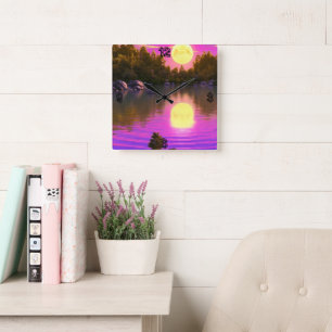 Fullt måne stigning fyrkantig klocka