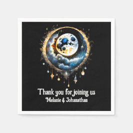 Fullt måne stjärnnattluna celestial elegant pappersservett