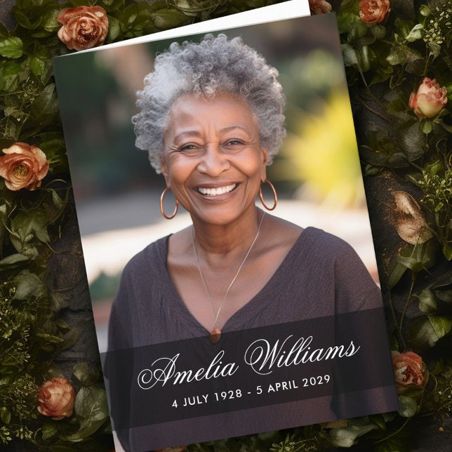 Fullt medlidande med att tacka dig för att du vikt kort (Full photo sympathy bereavement thank you folded card)