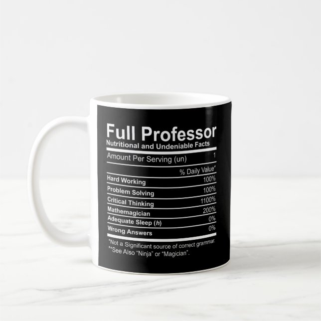 Fullt, näringsvärde och obestridliga fakta kaffemugg (Vänster)