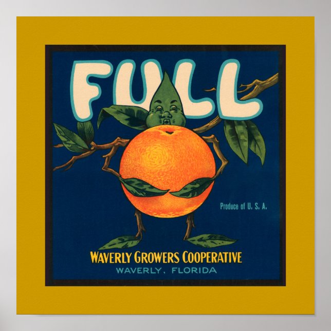 Fullt - Orange Låda-etikett (gräns) Poster (Framsidan)