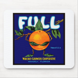 Fullt - Orange Låda-etikett Musmatta