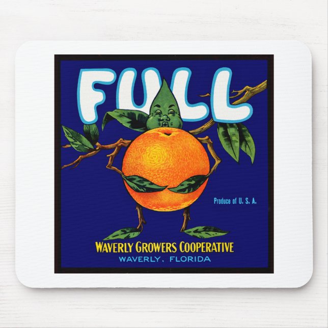 Fullt - Orange Låda-etikett Musmatta (Framsidan)