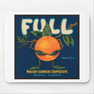 Fullt - Orange Låda-etikett Musmatta