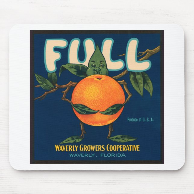 Fullt - Orange Låda-etikett Musmatta (Framsidan)