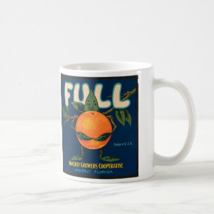 Fullt - orange lådaetikett kaffemugg