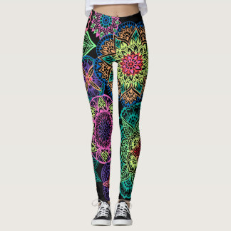 Fullt Page Neon Mandalas Leggings