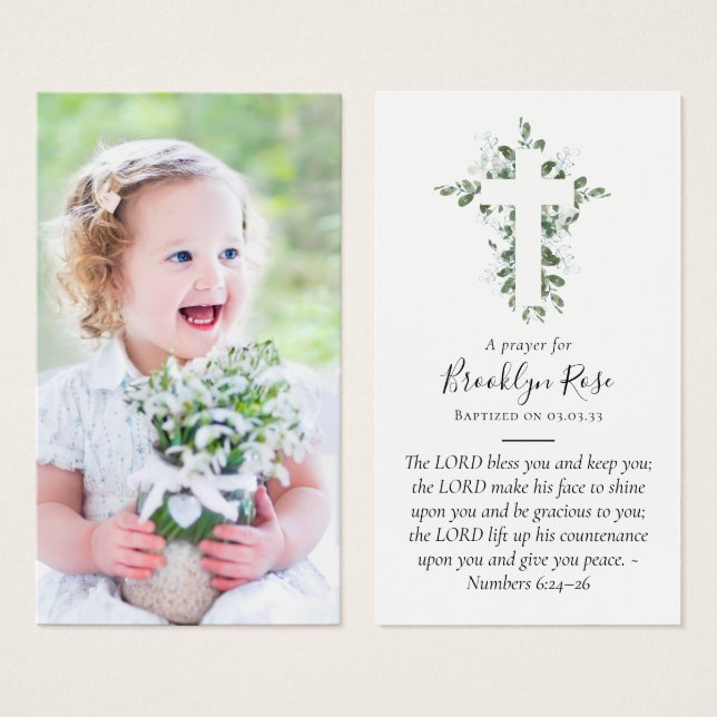 Fullt Photo Baptism Prayer Card Visitkort (Framsida & baksida)