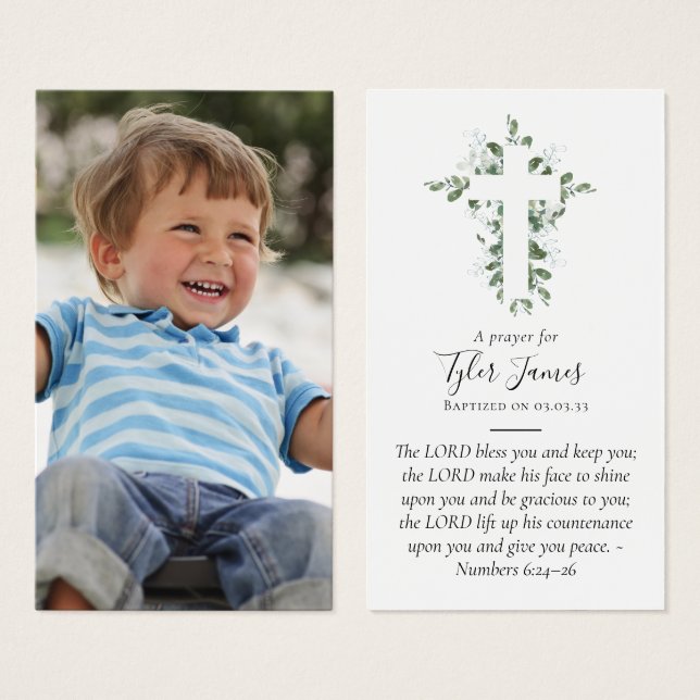 Fullt Photo Baptism Prayer Card Visitkort (Framsida & baksida)