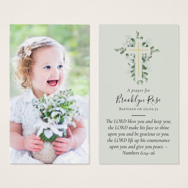 Fullt Photo Baptism Prayer Card Visitkort (Framsida & baksida)