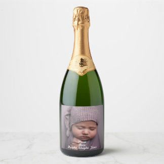Fullt Photo Birth Annoucement Sparkling Vin Flaska