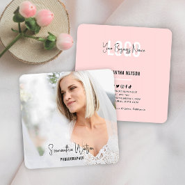 Fullt Photo Blek Rosa Feminine Modern Photography Fyrkantigt Visitkort