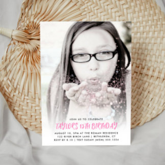 Fullt Photo Customized any age Modern Birthday Inbjudningar