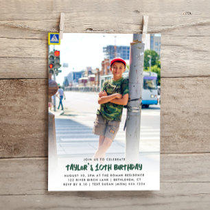 Fullt Photo Customized any age Modern Birthday Inbjudningar