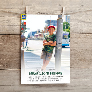 Fullt Photo Customized any age Modern Birthday Inbjudningar