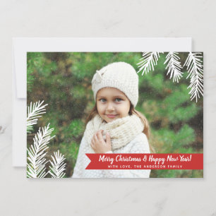 Fullt Photo Gräs Nål Red Banner Helgdag Card Julkort