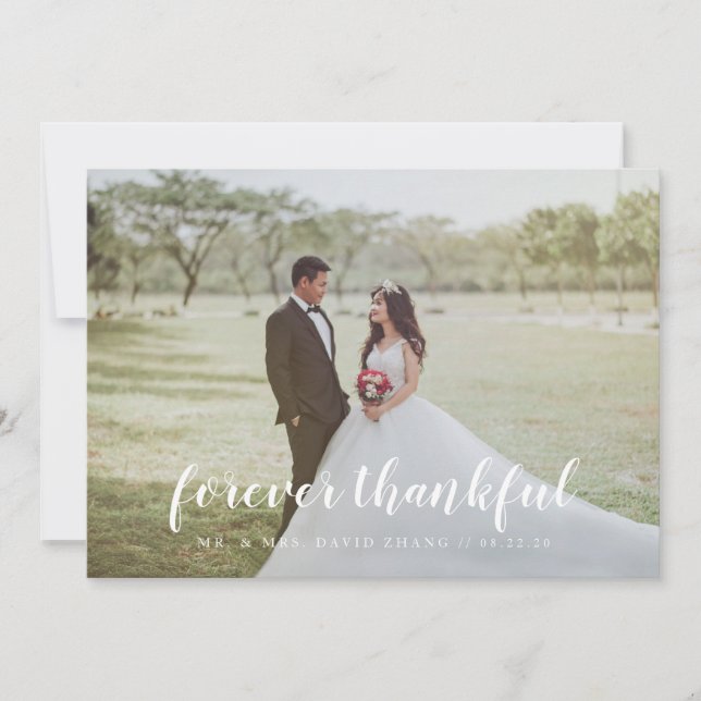 Fullt Photo Hand Lettering Tack Bröllop Kort (Framsida)