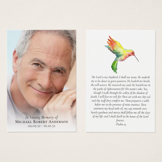Fullt Photo Hummingbird Prayer Card Visitkort (Framsida & baksida)