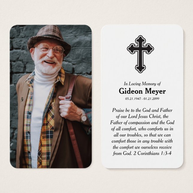 Fullt Photo Memorial Prayer Card Visitkort (Framsida & baksida)
