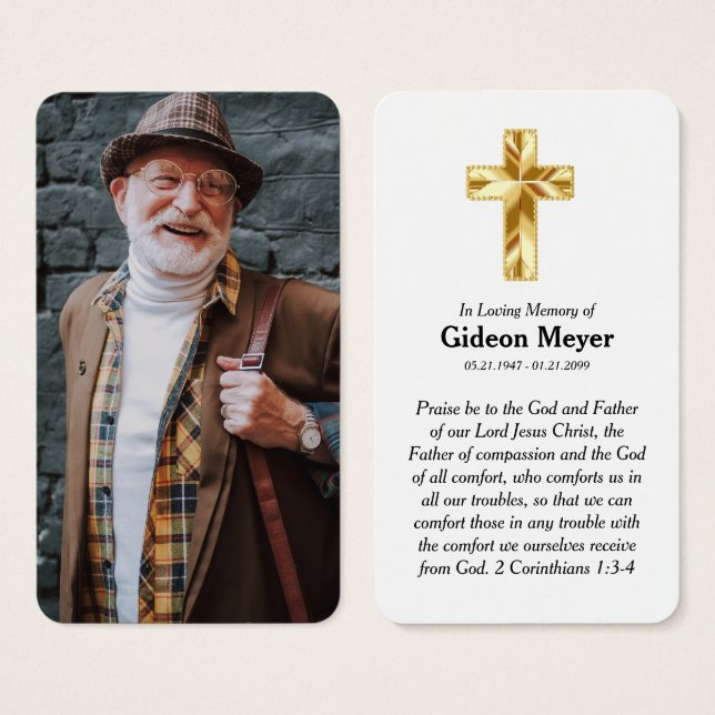 Fullt Photo Memorial Prayer Card Visitkort (Framsida & baksida)