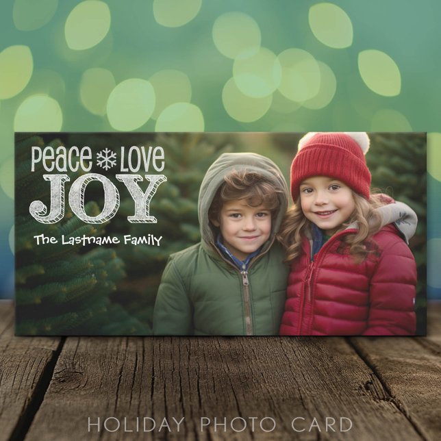 Fullt Photo Peace Kärlek Joy jul Julkort (Classic Holiday Photo Card)
