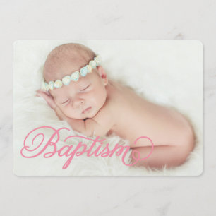 Fullt Photo Script-Rosa Baptisminbjudan Inbjudningar