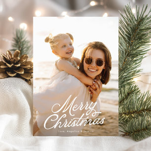 Fullt Photo White Lettering Overlay God jul Julkort