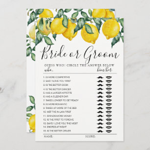Fullt redigerbart Lemons-kort för spel med Bride e Inbjudningar