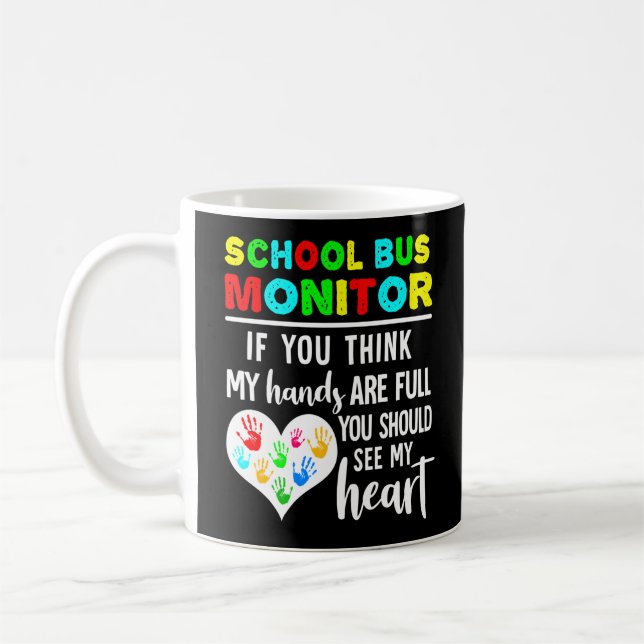 Fullt School Buss Monitor Händer Se mitt hjärta Kaffemugg (Vänster)