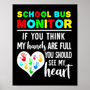 Fullt School Buss Monitor Händer Se mitt hjärta Poster