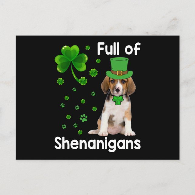 Fullt Shenanigans Hund St patricks day Vykort (Framsida)
