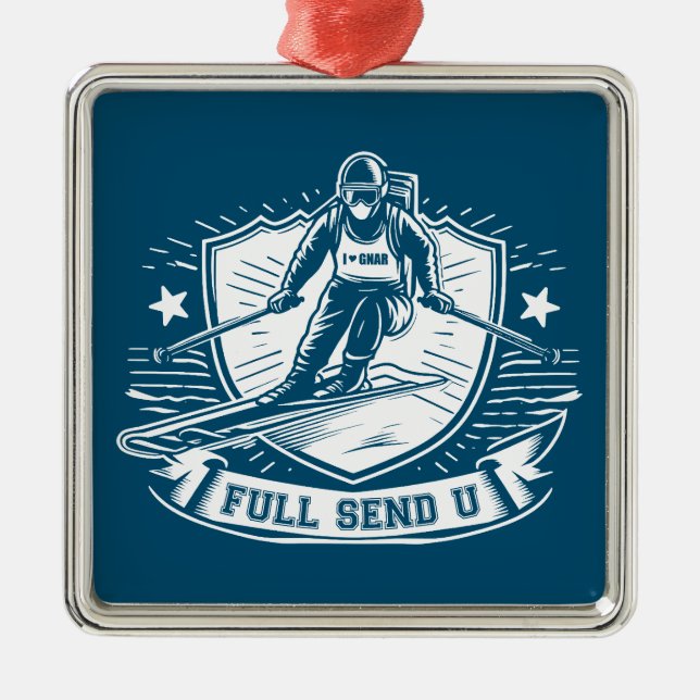 Fullt Skicka Universiteten Skiing Julgransprydnad Metall (Framsidan)